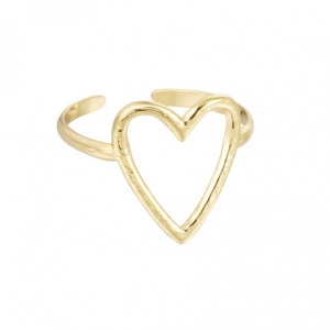 Adjustable Heart Ring - Gold